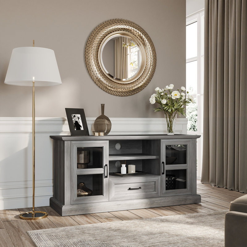Meuble télé pour téléviseur de 70 po ou moins Ronneka, Gris délavé