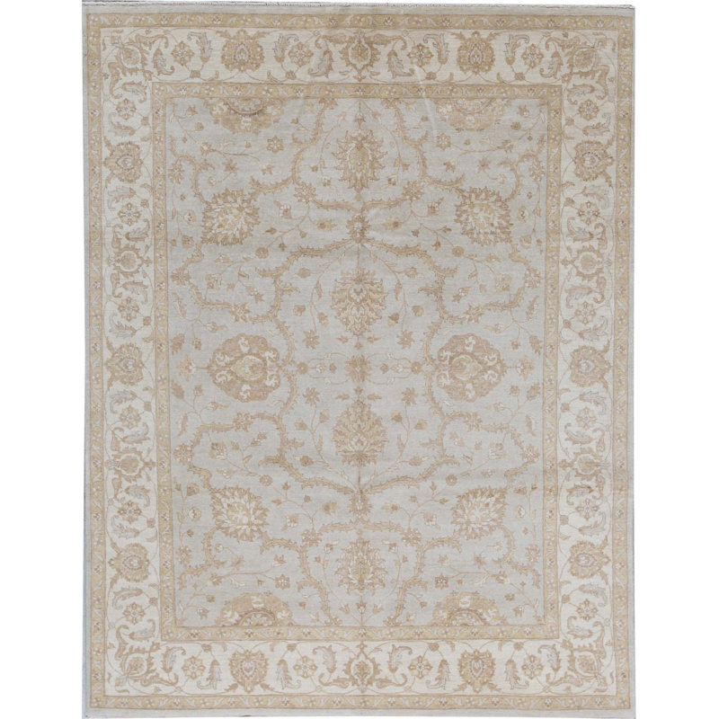 Hand-Knotted High-Quality Light Blue and Cream Area Rug