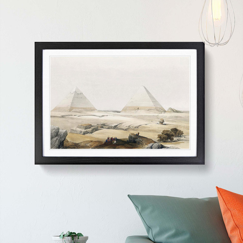 Pyramids of Giza by David Roberts - Picture Frame Painting Print, 48cm H x 65cm W x 2cm D, Black Framed