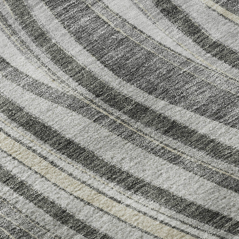 Tapis gris Prisco lavable à la machine de qualité supérieure, Rond 8 pi