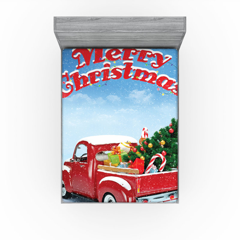 Multicolore drap-housse Ambesonne Christmas, Full Fitted Sheet