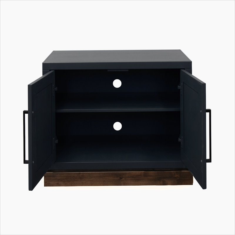 Armoire modulaire à 2 portes, aucun assemblage requis, finition noire et whisky