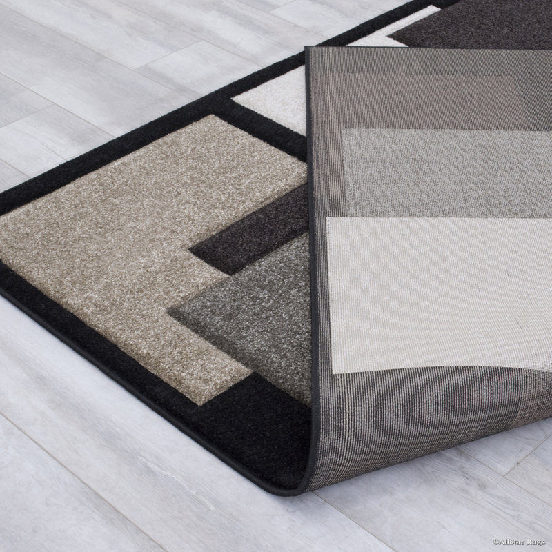 Tapis noir Abstract, Rectangle 5 pi 2 po x 7 pi 2 po