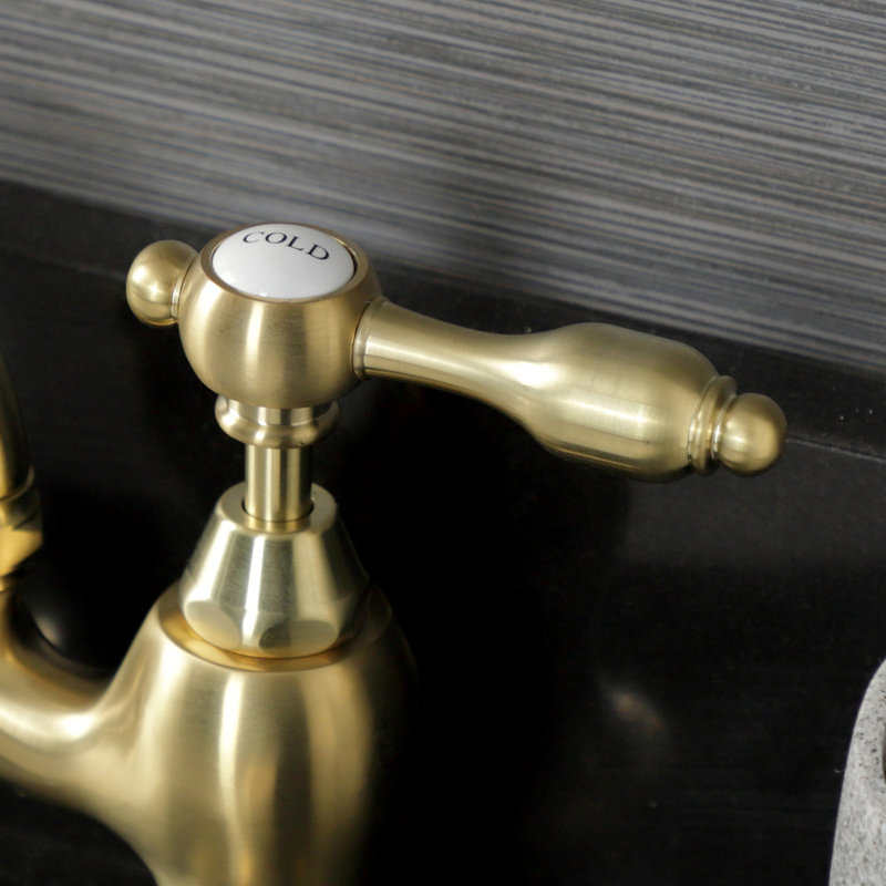 Robinet de salle de bain pont à deux poignées et fixation sur le comptoir à 3 trous Kingston, Laiton brossé