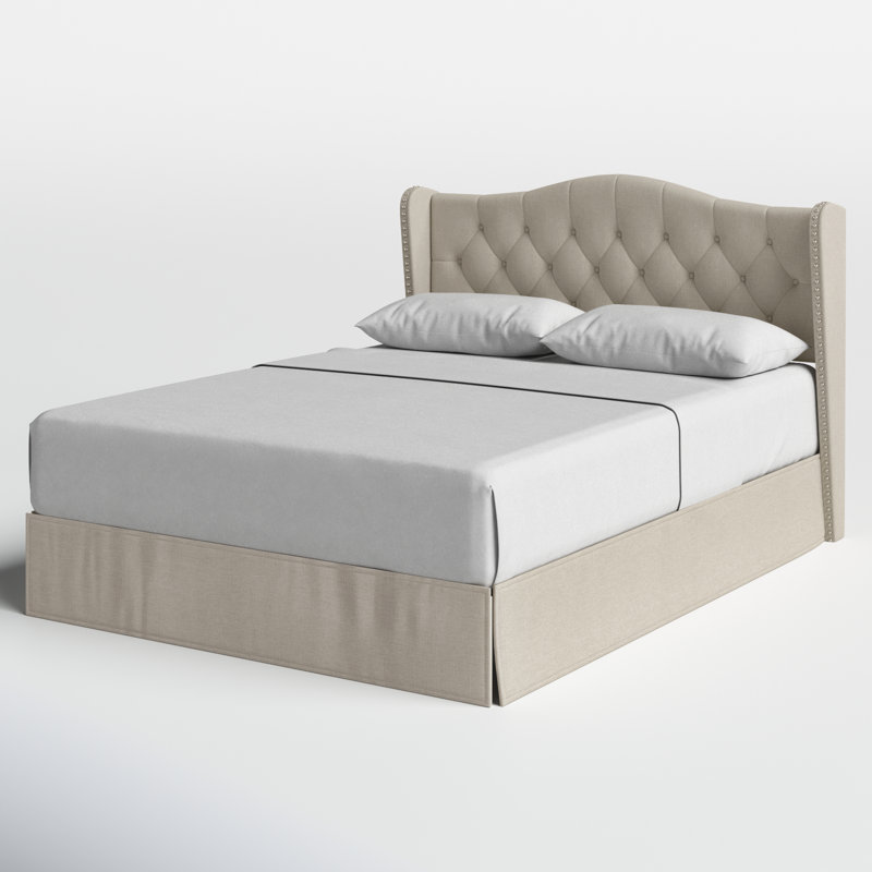Knott Upholstered Wingback Storage Bed, Warm Gray, Queen