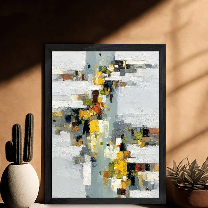 Art mural décoratif moderne dans un cadre en bois noir avec carrés croisés avec cadre en bois noir élégant, décoration murale moderne pour la cuisine de bureau