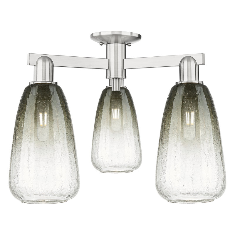 Plafonnier semi-encastré 3 lumières Jacquette, Ardoise, Nickel satiné