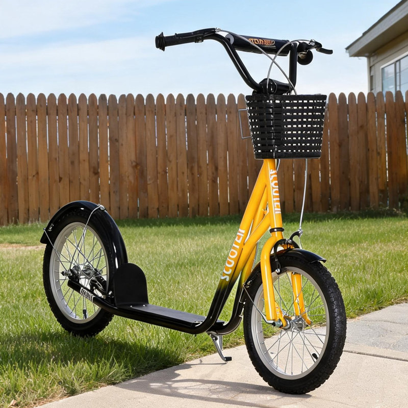 Orange 16 po Scooters pour enfants avec conception réglable, structure en métal, métal et métal orange