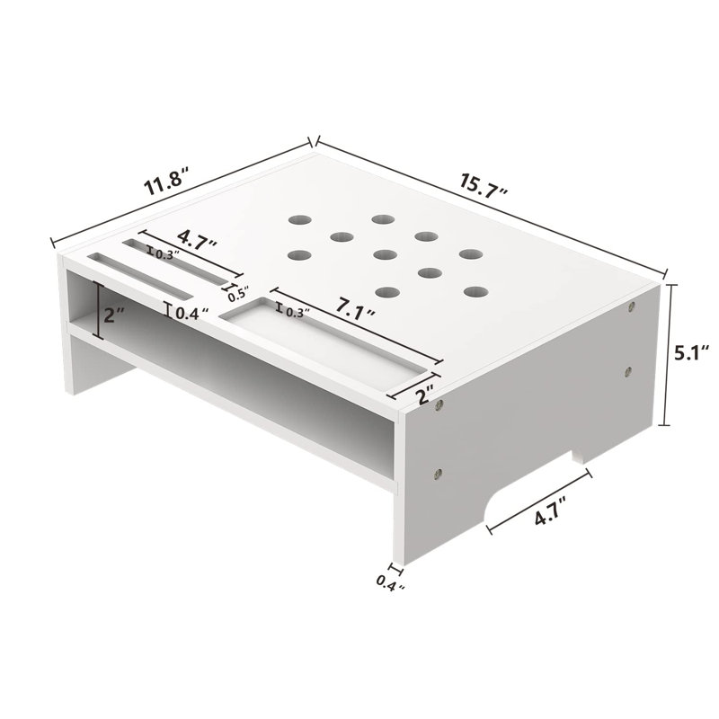 Bamboo Monitor Stand, White