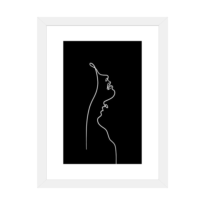 Impression de dessin « Lip like Compass-noir Edition » par Dane Khy, Papier encadré blanc, Blanc, H 24 po x l 16 po x P 1 po