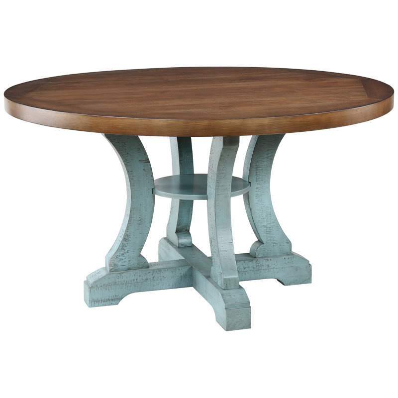 Table de salle à manger Joanie, Oak Wood/Antique Light Blue