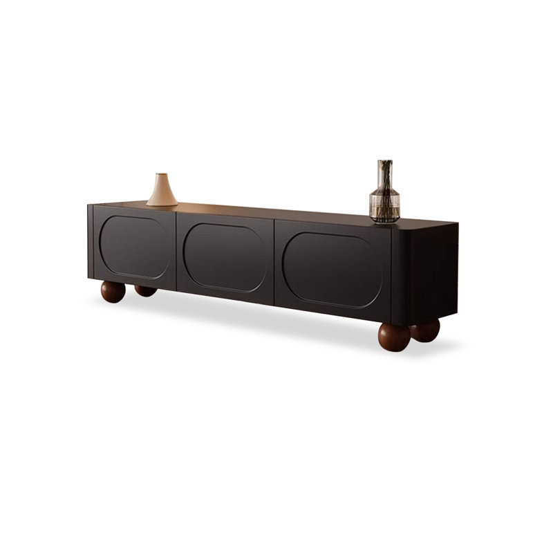 Meuble télé moderne en bois manufacturé noir, 70.87, Black
