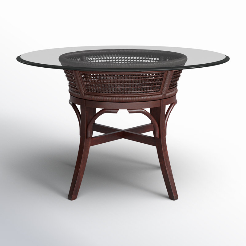Boone Round Glass Dining Table, 48" W x 48" L, Coffee Finish, Coffee