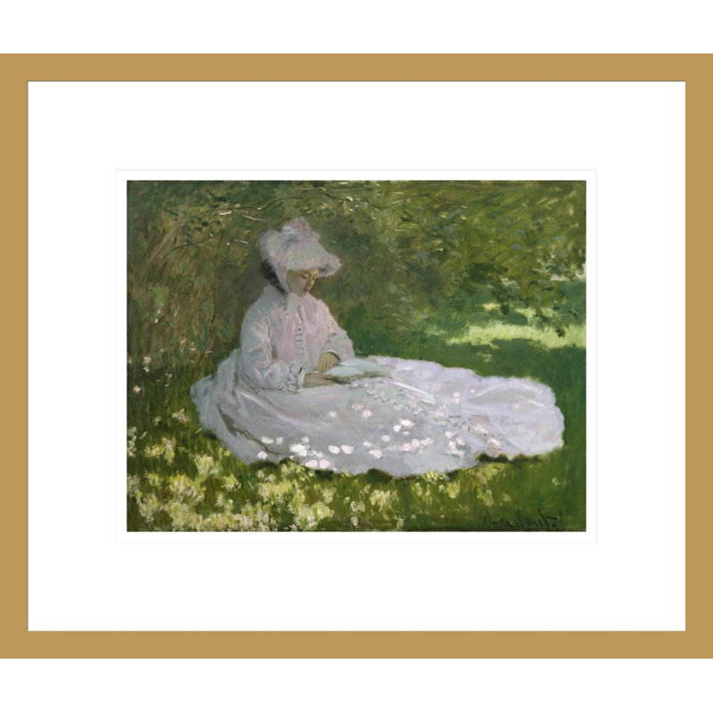 «Springtime» par Claude Monet, impression giclée encadrée, H 13,75 po x l 16,21 po