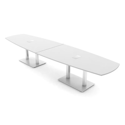 Arc-Boat Meeting Room Table With Double Metal Post Base 2 Power And Data Modules