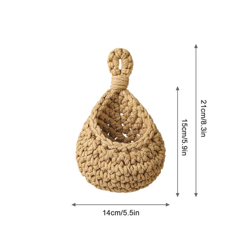Wall Hanging Storage Basket Natural Hemp Rope Hand Woven Flower Pot Basket For Fruit Vegetable Potato Home Kitchen Container,xs