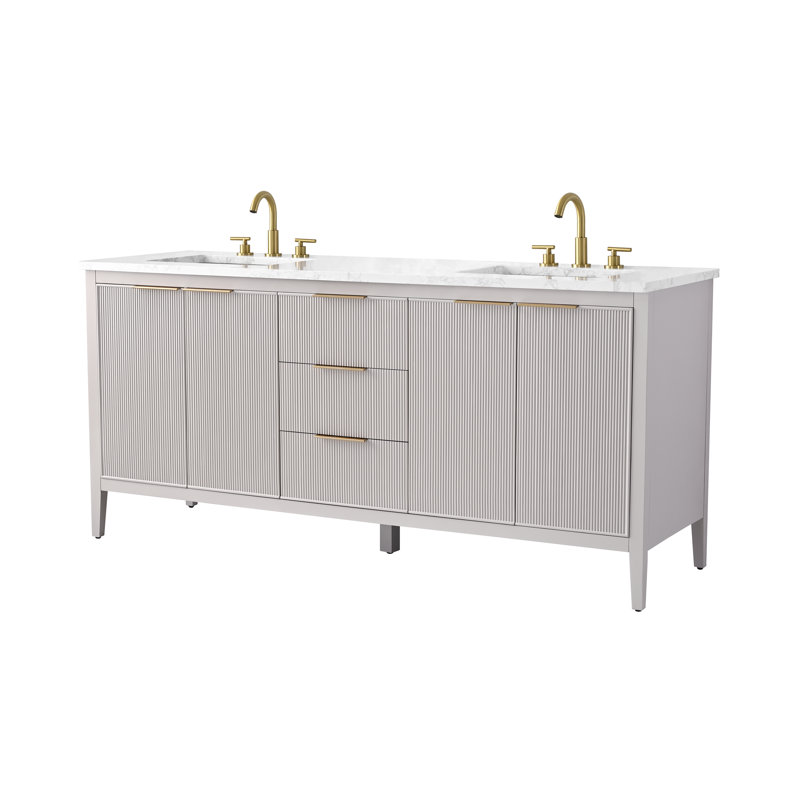 Bilroy 72" Double Vanity, Taupe/Brushed Bronze