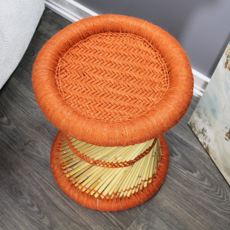 Barkhamsted Reed Accent Stool, Orange