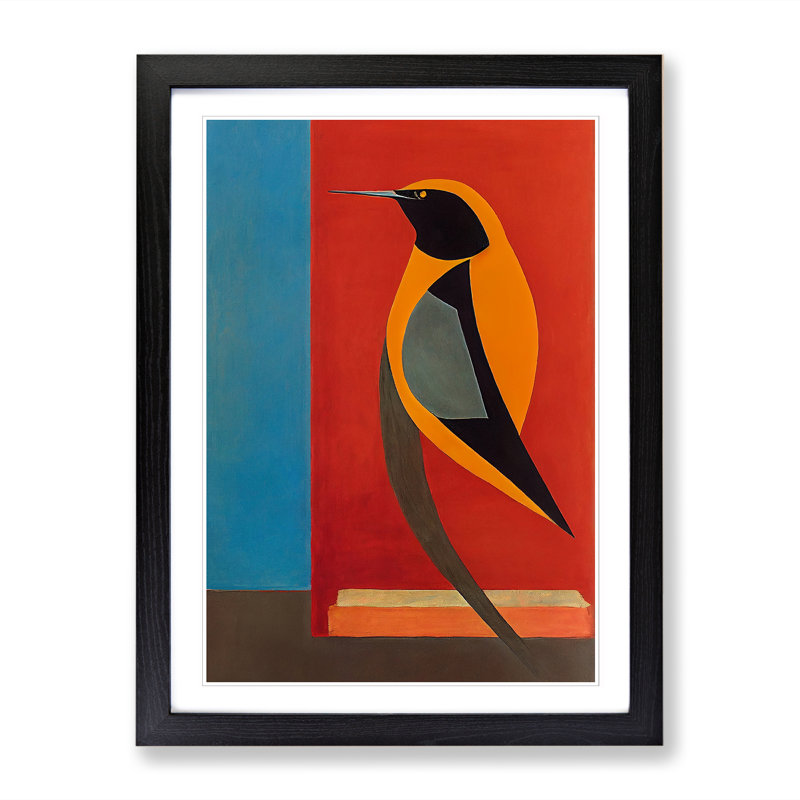 Swallow Bird Abstract Vol.6 - Single Picture Frame Print, 46cm H x 34cm W x 2cm D, Walnut