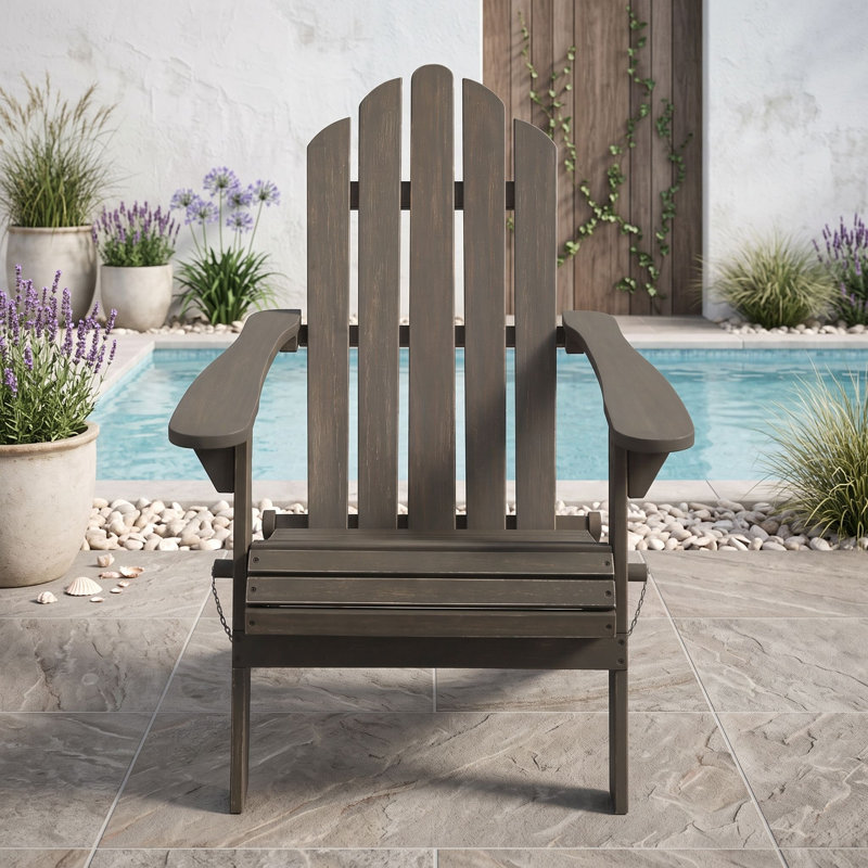 Chaise pliante en bois avec accoudoirs, Gris