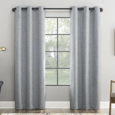 Sun Zero Aldwin Slub Texture Magnetic Closure 100% Blackout Grommet Curtain Panel