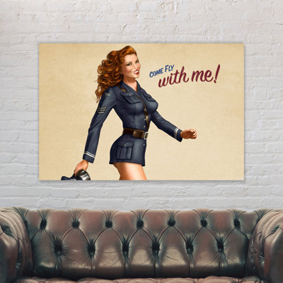 Come Fly With Me Pin Up Retro - Wrapped Canvas Print