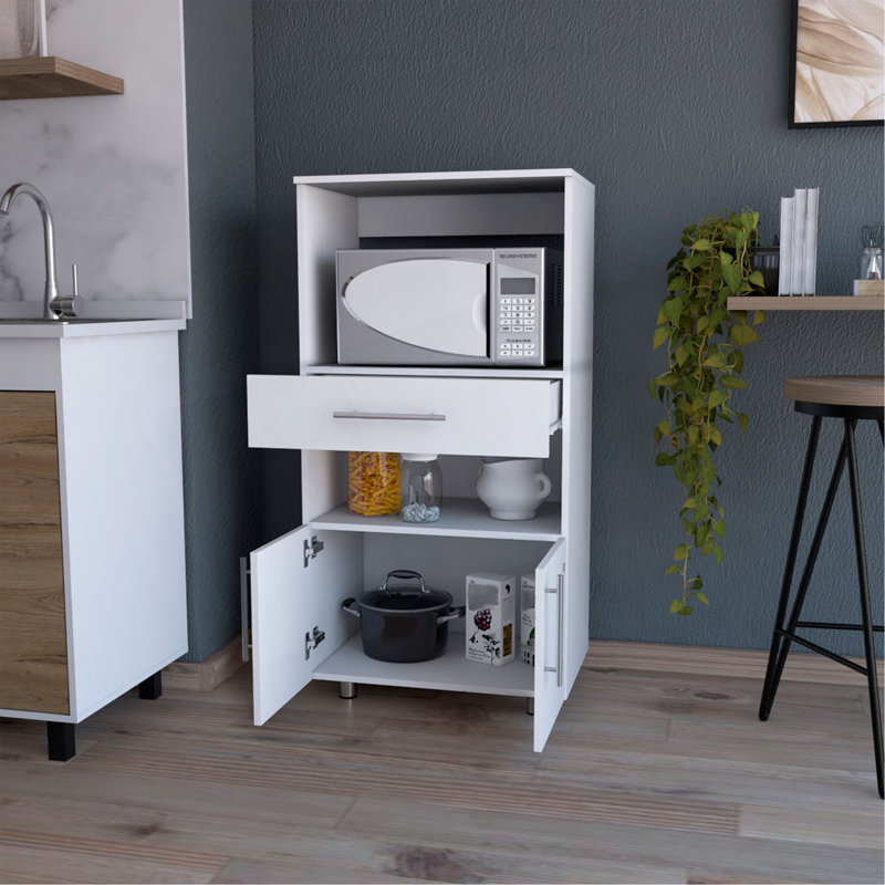 Corsica Pantry Cabinet Microwave Stand, Multi-Function With Drawer
