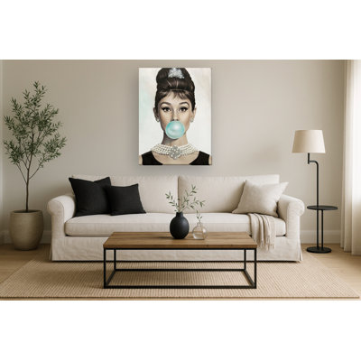 Chic Audrey in Blue Bubble Canvas Wall Art - 30" x 40"