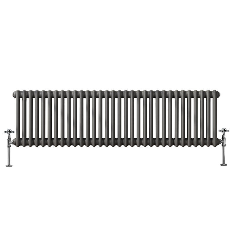 Tryphosa Traditional 2 Column Horizontal Designer Radiator, Anthracite, 30cm H x 146cm W