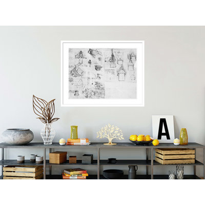 Fol. 10v-b Codex Atlanticus 1478-1518 (pen &amp; ink on paper) by Leonardo da Vinci - Framed Giclee Print