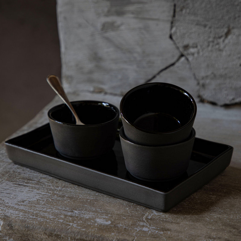 Lagoa Stoneware Tray, Black