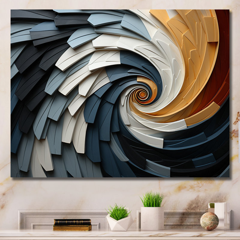 Geometric Spiral III - Abstract Spirals, art mural, Toile tendue, H 24 po x l 32 po x P 1 po