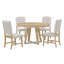 Ensemble de salle à manger rétro 5 pièces, table ronde avec rallonge de l 16 po et 4 chaises rembourrées pour salle à manger et salon (naturel)