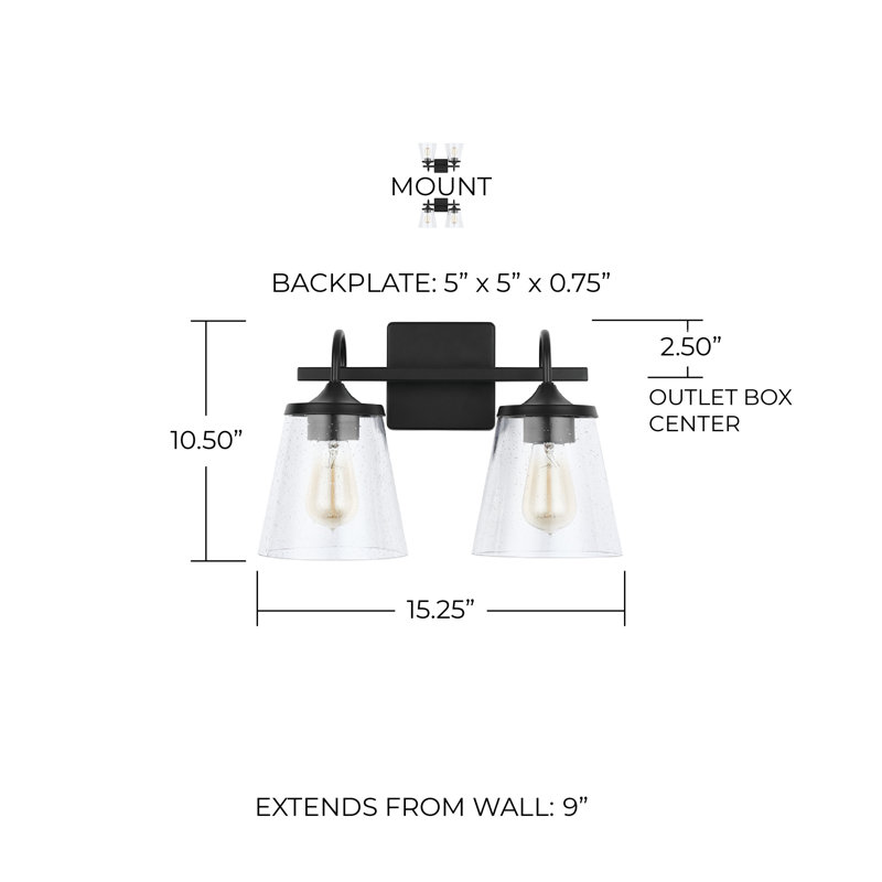 Éclairage pour meuble-lavabo à intensité variable Esley, Noir mat, 2