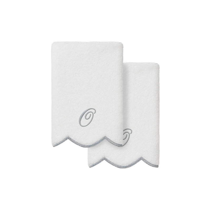 Ensemble de serviettes Linum Home Textiles 100% coton turc ADORNIA, O, Blanc / Gris, Ensemble de 2 serviettes à doigts