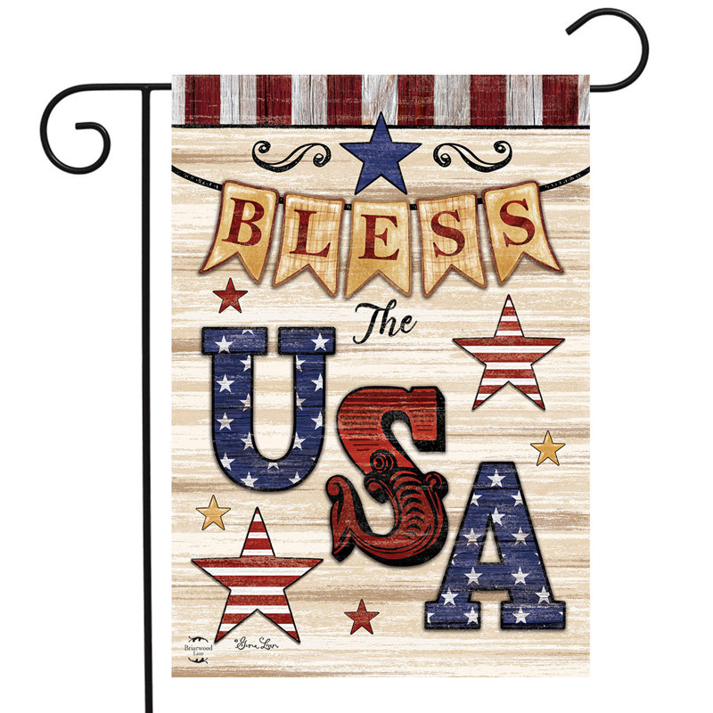 «Bless The USA Patriotic Garden Flag», Blanc / rouge / bleu / taupe