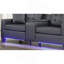 Canapé rembourré en PVC avec lumières DEL et console de rangement, noir-121051441
