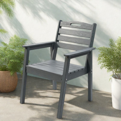 Durable Hdpe Patio Dining Chairs, Modern Style For Outdoor Use, Grey