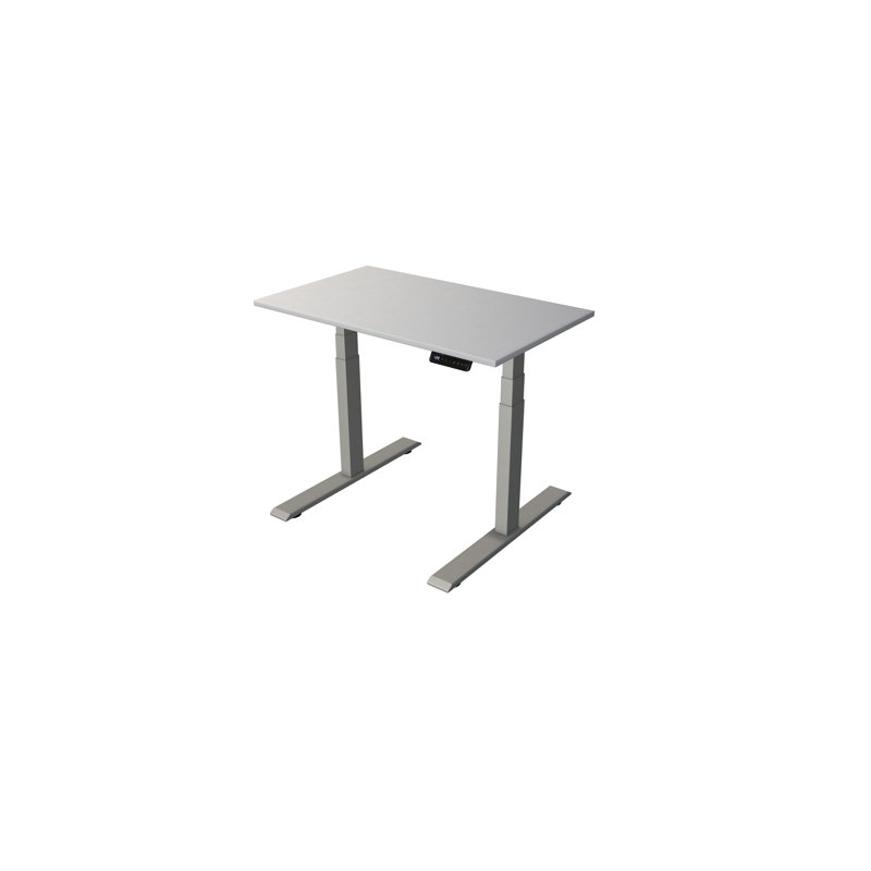 Move Adjustable Height Steel Standing Desk, 127cm H x 100cm W x 60cm D, Aluminium Silver, Light Grey