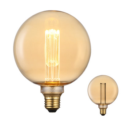 Ampoules à DEL à intensité variable G125 Globe Edison, ampoule décorative à filament vintage, culot moyen E26, ambre