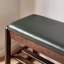 Banc de rangement rembourré pour chaussures en bois avec compartiment relevable et tablette ouverte-132178159-132178158