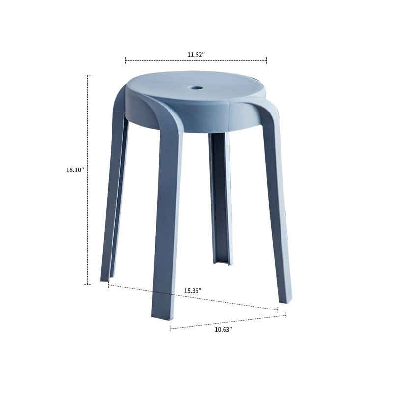 Nathalye Lightweight and Stackable Plastic Accent Stools, 6 Pcs/Set, For Indoor/Outdoor Use, Dusty Blue