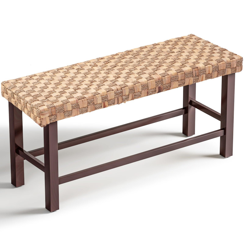 Banc de salle à manger 37,4 po tissé à la main Seagrass - Repose-pieds réglables