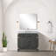 Meuble-lavabo simple en chêne noir avec plateau en marbre de Carrare-340400548
