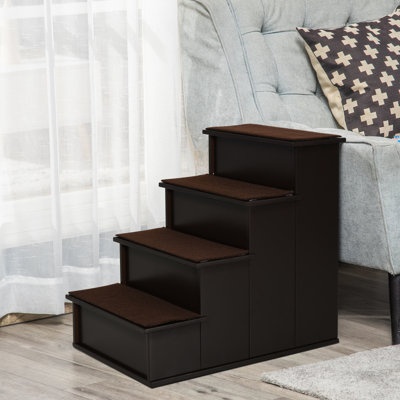 Escaliers pour animaux de compagnie, brun - pour les petits animaux de compagnie de 22 lb ou moins, avec coussin d'escalade, petite capacité d'escalade, coussin amovible doux