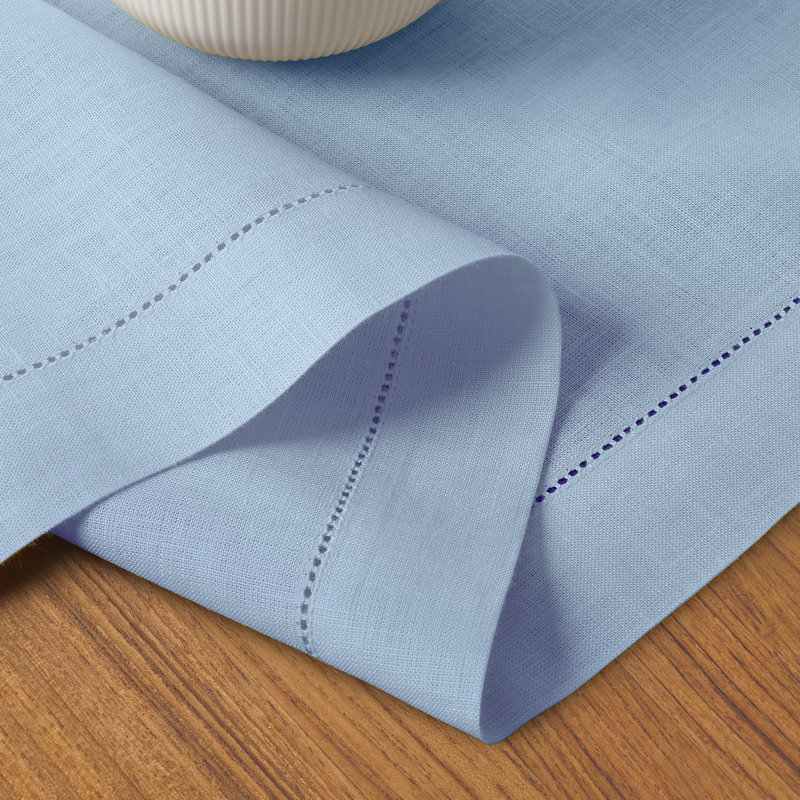 Chemin de table 100% lin D'Okok Homes, L 90 po x P 14 po, Bleu poudre
