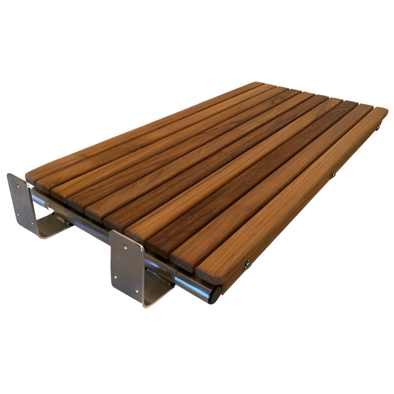 Banc de douche 30 po mural rectangulaire en teck brun