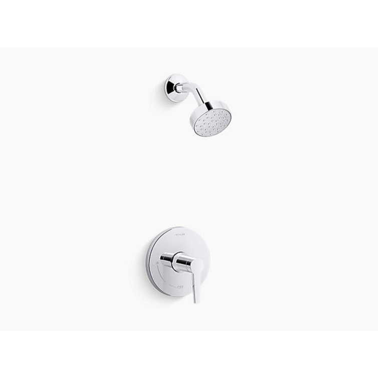Kohler Pitch Rite-Temp Shower Trim Kit With 1.75 GPM Water-Saving Single-Function Showerhead, Single Spray Setting