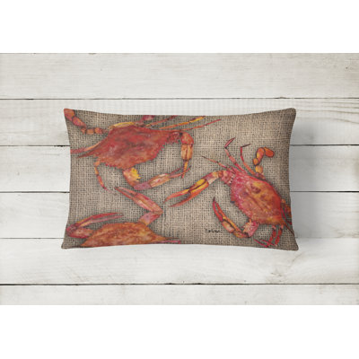 Crab Outdoor Reversible Throw Pillow