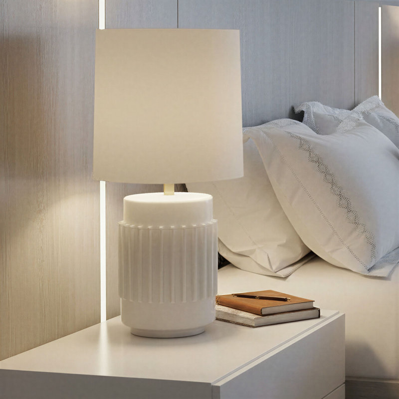 Stoneware Table Lamp with Raised Design
